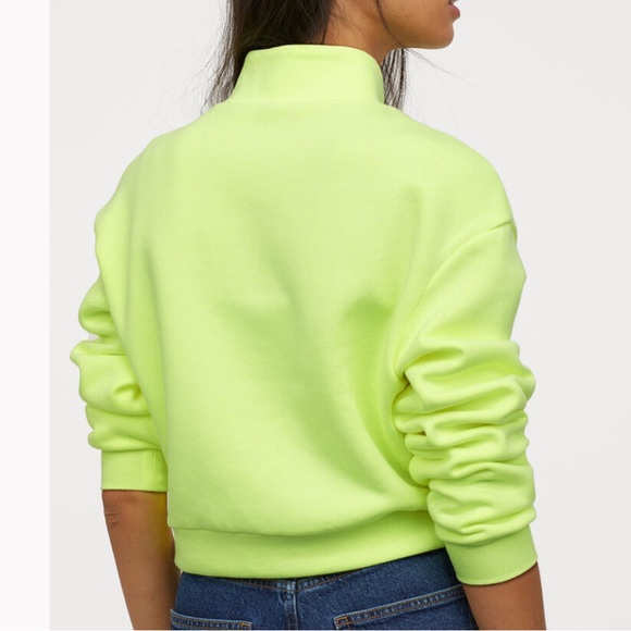 H&M women’s neon yellow quarter zip sweatshirt Size L - Picture 5 of 13